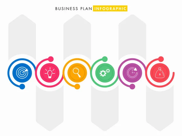 Kleurrijke Stappen Tijdlijn Infographic Icon White Background Business Plan — Stockvector