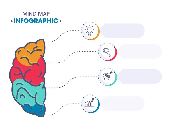 Business Mind Map Infographic Med Steg Segment Vit Bakgrund — Stock vektor