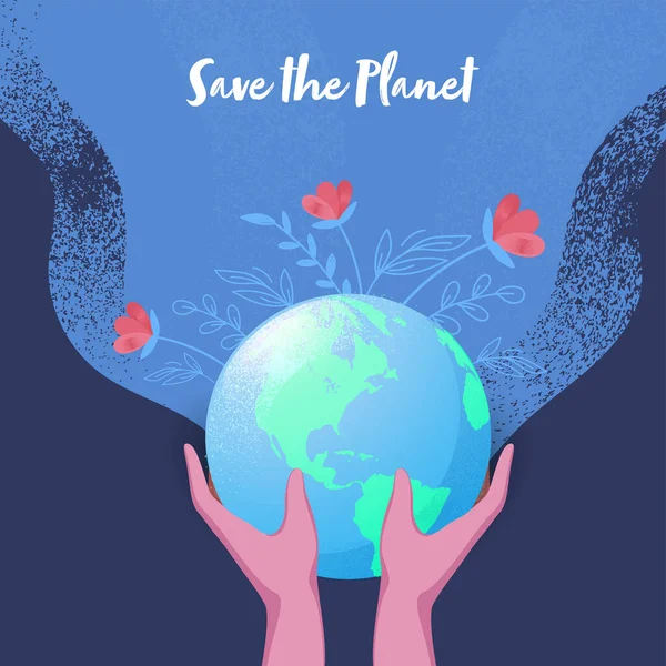 Planet Concept Human Hands Holding Earth Globe Στο Φόντο Του — Διανυσματικό Αρχείο