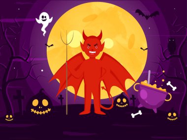 Gece arkaplanında Ghost 'la Cadılar Bayramı Kavramı.