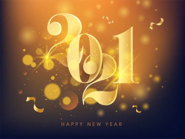 Altın Parıltı Işıkları Üzerine Altın Stil 2021 Mutlu Yıllar Kutlaması için Arka plan Efekti.