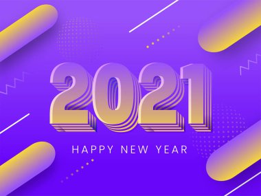 Mutlu Yıllar İçin Mor Geometrik Arkaplan 3D Katmanlı Biçim 2021 Numarası.