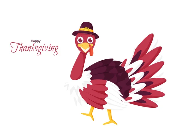 Ilustração Cartoon Turkey Bird Fundo Branco Para Conceito Ação Graças — Vetor de Stock