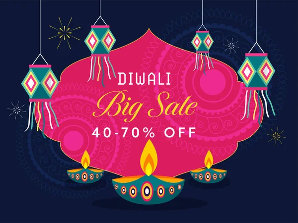 Diwali Big Sale Αφίσα Σχεδιασμός Έκπτωση Προσφορά Φωτιστικά Λαμπτήρες Πετρελαίου — Διανυσματικό Αρχείο