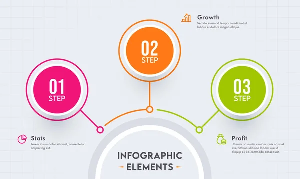 Elementos Infográfico Negócios Três Passos Como Estatísticas Crescimento Lucro Fundo — Vetor de Stock