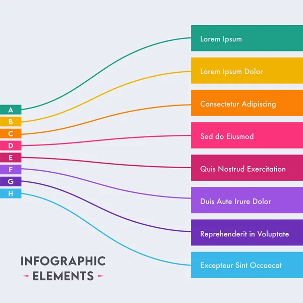 Business Infographic Elements Design Com Oito Opções Alfabeto Coloridas — Vetor de Stock