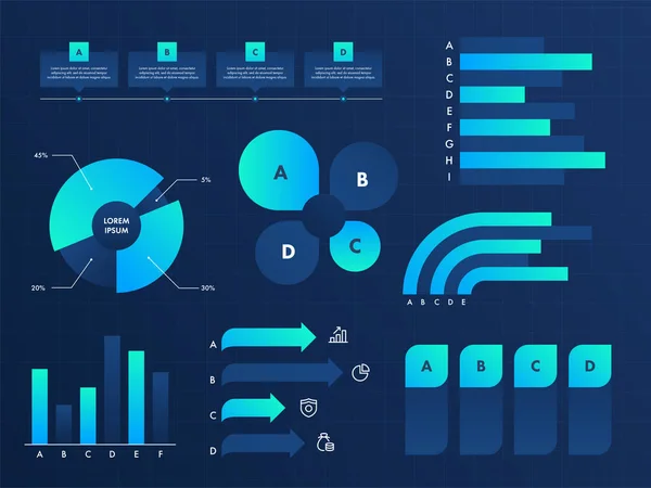 Presentación Infografía Negocios Diseño Plantillas Powerpoint Color Azul — Vector de stock