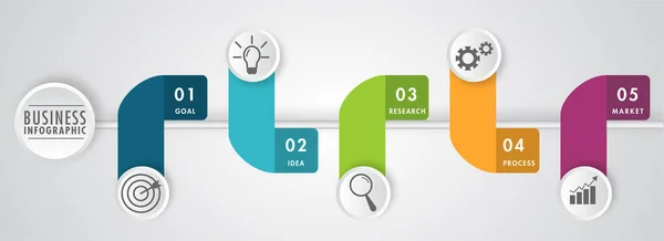 Business Infografik Banner Layout Mit Schritten Als Ziel Idee Forschung — Stockvektor
