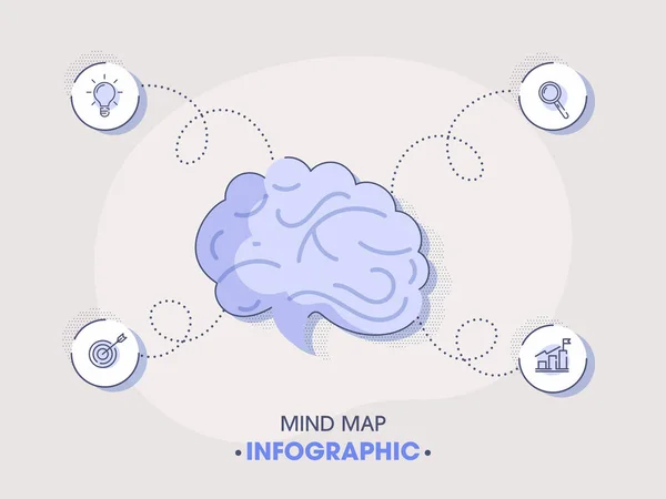 Business Mind Map Infographic Steps Grey Background — Stock Vector