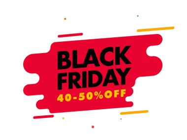 Satılık Kırmızı ve Beyaz Arkaplan 'da% 40-50 indirimli Kara Cuma metni.