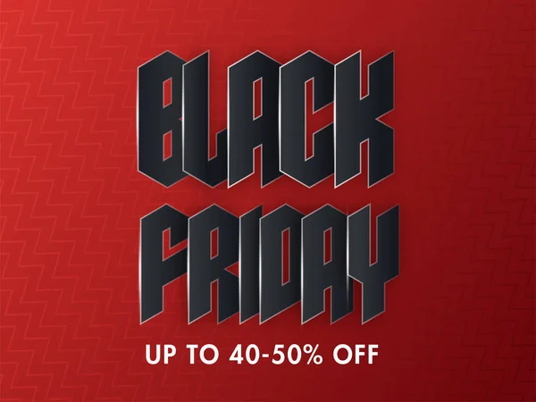 Paper Cut Black Friday Text Con Descuento Fondo Rojo Patrón — Vector de stock