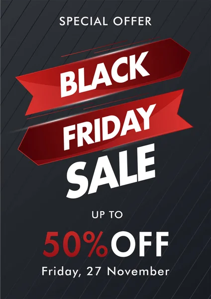 Black Friday Sale Sjabloon Flyer Design Met Korting Aanbieding Strip — Stockvector