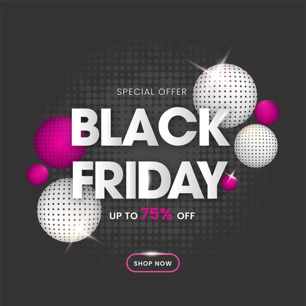 Black Friday Sale Affiche Design Met Korting Aanbieding Bollen Donkergrijze — Stockvector