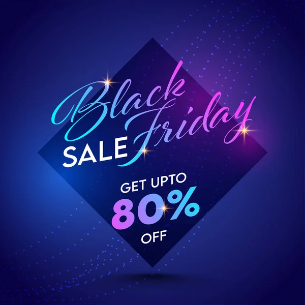 Black Friday Sale Poster Design Discount Offer Blue Dotted Waves — Stock Vector