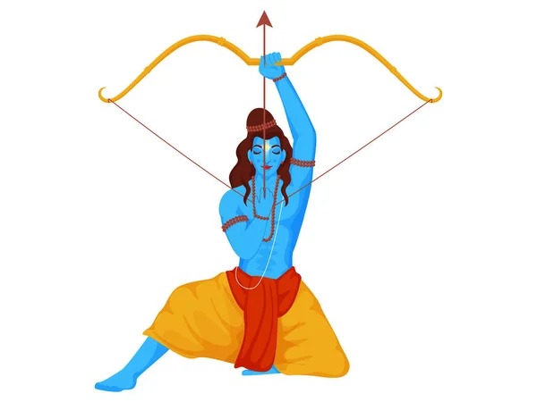Illustration Lord Rama Håller Båge Pil Vit Bakgrund — Stock vektor