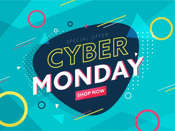 Oferta Especial Cyber Monday Poster Design Con Elementos Geométricos Sobre — Archivo Imágenes Vectoriales