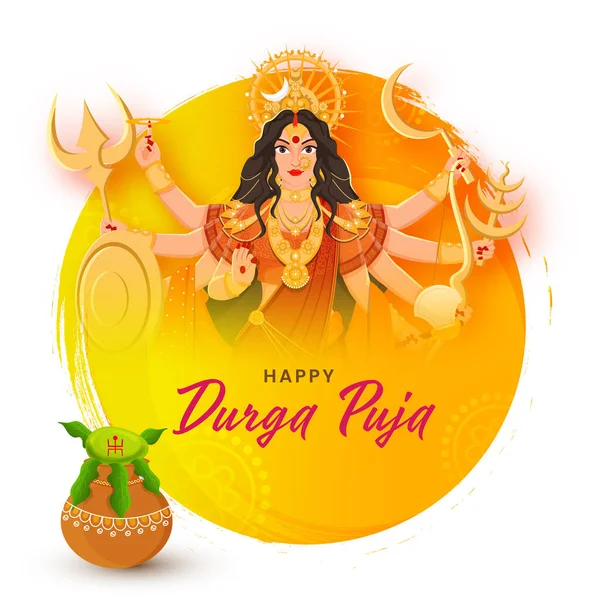 Hindu Mitolojik Tanrıça Durga Maa Tapan Kalash Esrar Mutlu Durga — Stok Vektör