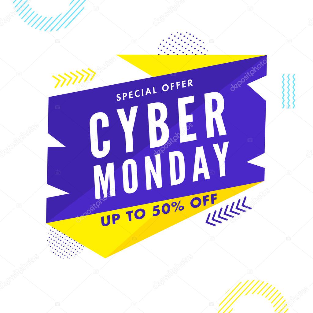 UP TO 50% Off for Cyber Monday Sale Poster Design.