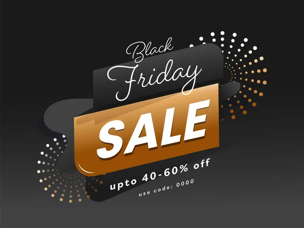 Black Friday Sale Poster Design Discount Offer Dark Grey Background — Stock Vector