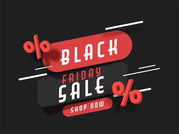 Black Friday Sale Text Red Percentage Symbols Dark Background Can — Stock Vector