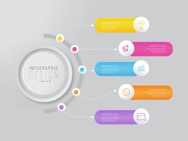 Renkli Beş Adımlı İş Bilgileri Şablonu Tasarımı.