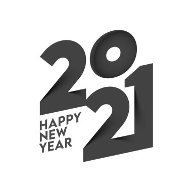 Siyah Kağıt Kesiği 2021 Beyaz Arkaplanda Mutlu Yıllar Kutlaması.