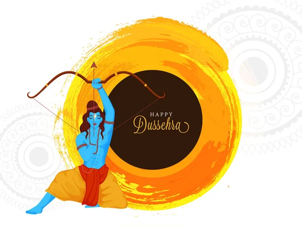 Glad Dussehra Font Med Hinduisk Mytologi Lord Rama Siiming Arrow — Stock vektor
