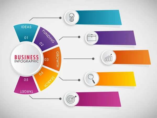 Business Infographics Sjabloon Lay Out Met Stappen Pictogrammen Witte Achtergrond — Stockvector