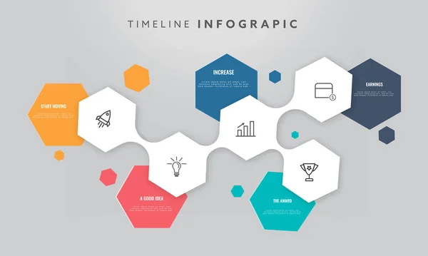 Fünf Schritte Zeitleiste Infografik Template Design Für Business Konzept — Stockvektor