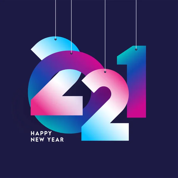 Gradient 2021 Number Hang Violet Background Happy New Year Celebration — стоковий вектор