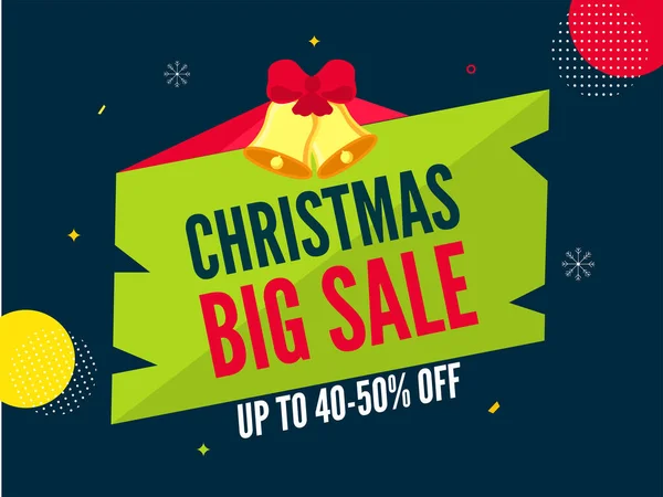 Christmas Big Sale Poster Design Discount Offer Jingle Bells Green — 스톡 벡터