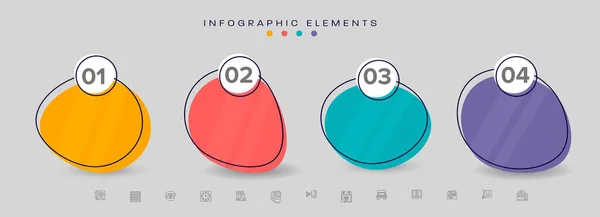 Elementi Infografici Business Design Con Quattro Opzioni Colorate — Vettoriale Stock