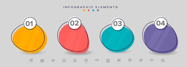 Business Infographic Elements Design Colorful Four Options — Stock Vector