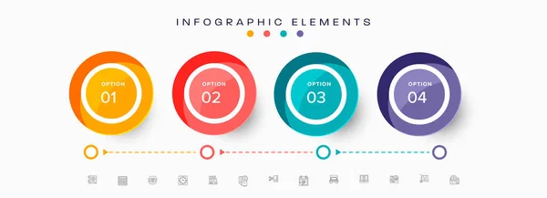 Elementos Infográficos Com Quatro Opções Coloridas Fundo Branco Para Conceito — Vetor de Stock