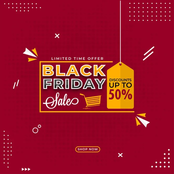 Black Friday Sale Affiche Design Met Korting Tag Hang Red — Stockvector