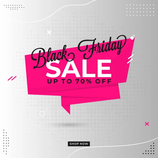 Black Friday Sale Pink Ribbon Poster Design Met Korting Grey — Stockvector