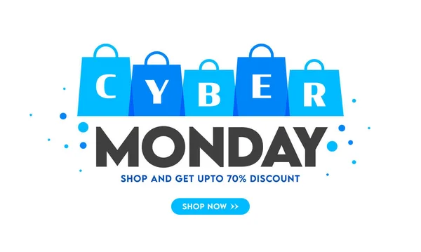 Cyber Monday Sale Poster Design Com Oferta Desconto Sacos Compras —  Vetores de Stock