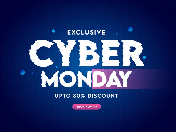 Venta Diseño Póster Con Oferta Descuento Glitch Style Cyber Monday — Archivo Imágenes Vectoriales