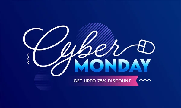 Έως Για Cyber Monday Sale Banner Σχεδιασμός Μπλε Χρώμα — Διανυσματικό Αρχείο