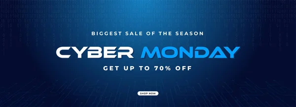 Μεγαλύτερη Πώληση Του Cyber Season Δευτέρα Header Banner Σχεδιασμός Έκπτωση — Διανυσματικό Αρχείο