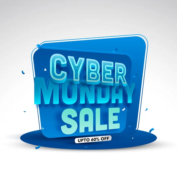 Cyber Monday Sale Poster Design Com Oferta Desconto Fundo Azul —  Vetores de Stock