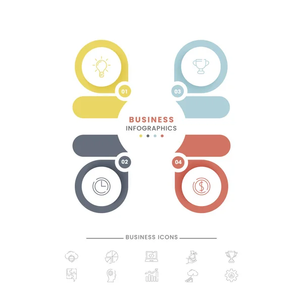 Business Infografica Layout Modello Con Colorato Quattro Opzioni Sfondo Bianco — Vettoriale Stock