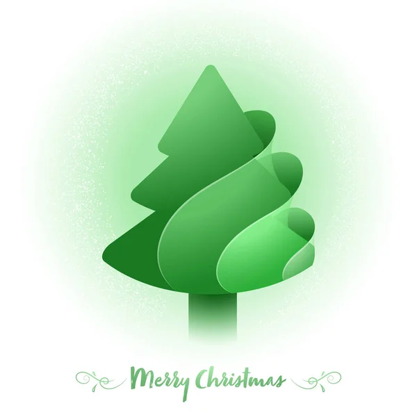 メリークリスマスのお祝いのための白い背景に緑のクリスマスツリーとノイズ効果 — ストックベクタ
