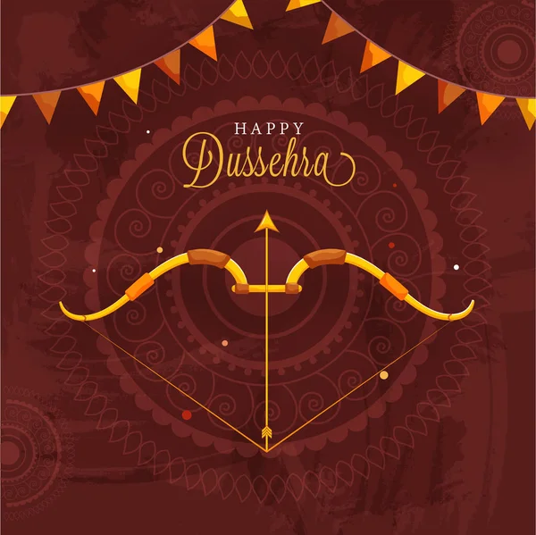 Happy Dussehra Celebration Poster Design Bow Arrow Illustration Bunting Flags — Stock Vector