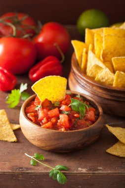 Meksika salsa sosu ve cips tortilla cips