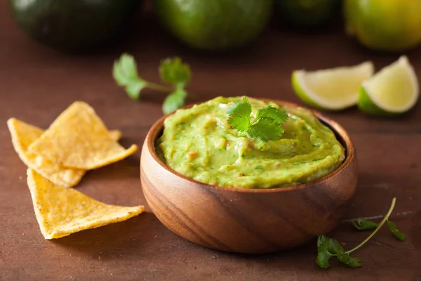 Mexikói Guacamole Dip Nachos Tortilla Chips Szel — Stock Fotó