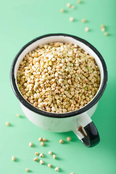 Raw Green Buckwheat Healthy Ingredient — Stock Photo, Image