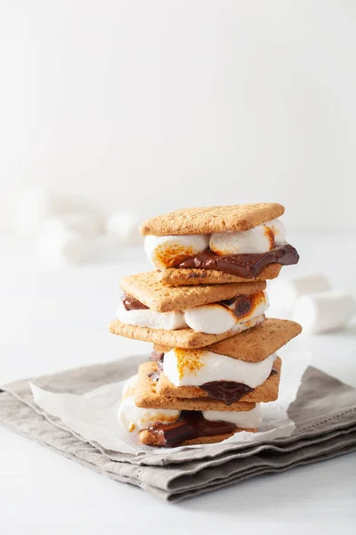 Zelfgemaakte Marshmallow Mores Met Chocolade Crackers — Stockfoto