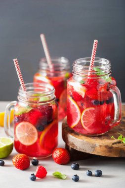 Yaz berry limonata limon ve nane mason kavanoza