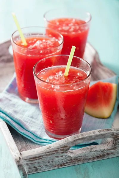 Bebida Refrescante Verão Melancia Copos — Fotografia de Stock